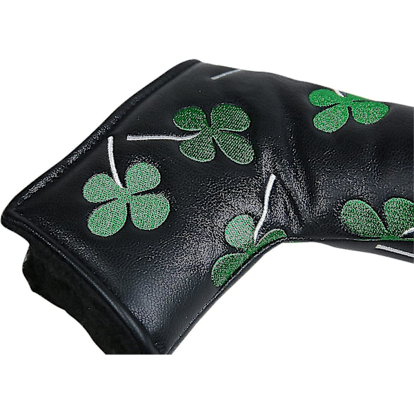 Sports White Green Shamrock Lucky Clover Putter Head Cover Four Leaf Clover Headcover (ruipei)