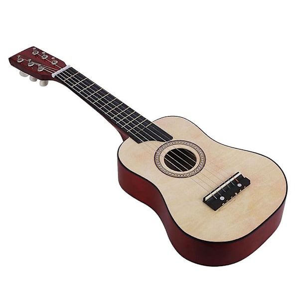 25 tum basgitarr i lindträ 6 strängar liten minigiarr med gitarrplektrumsträngar för barn