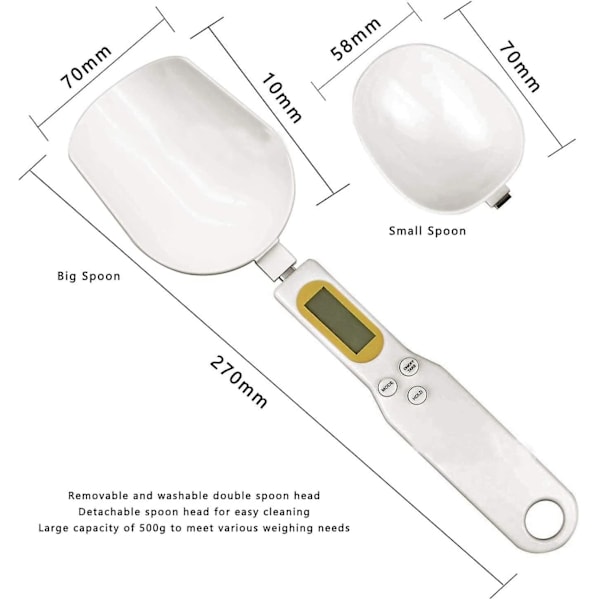 Digital måleskje skala, 500g / 0.1g Høy presisjon flyttbar