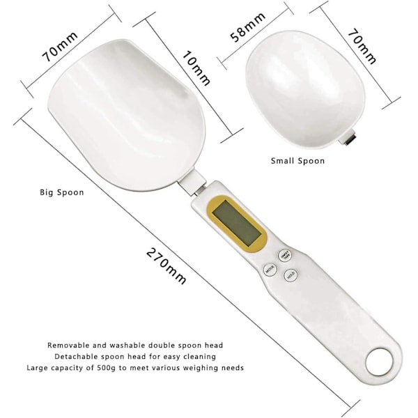 Digital mätningsskedsskala, 500g / 0,1g Hög precision Avtagbar