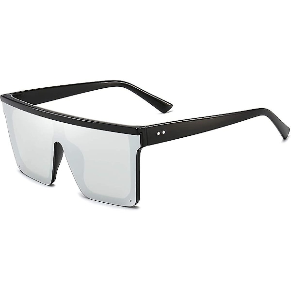 Kvadratiske Oversized Solbriller For Kvinner Menn Mote Flat Top Store Sorte Ramme Shades