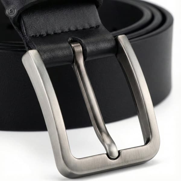 Sorprese Herrbälte, Justerbart bälte i konstläder för jeans och finbyxor, Klippbart för perfekt passform, Klassisk svart, 110 cm