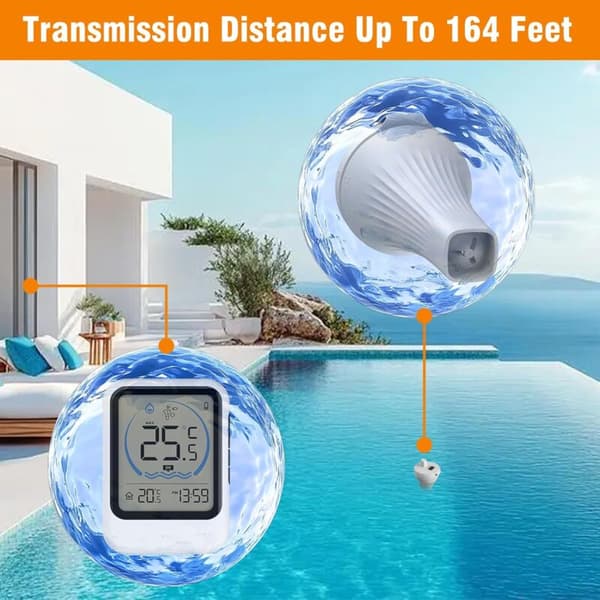 Trådløst pooltermometer IP68 flydende LCD digitalt termometer til swimmingpool akvarium badekar dam