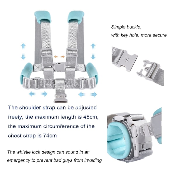 2i1 Baby Gåsele og Anti-tabt Sikkerhedshåndled (blå 1,5 m)