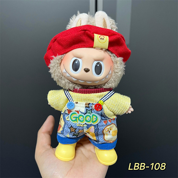 Labubu Modesæt - Outfit til 15/17cm Plysdukker, V1 V2 Stropper Bukser LBB-108