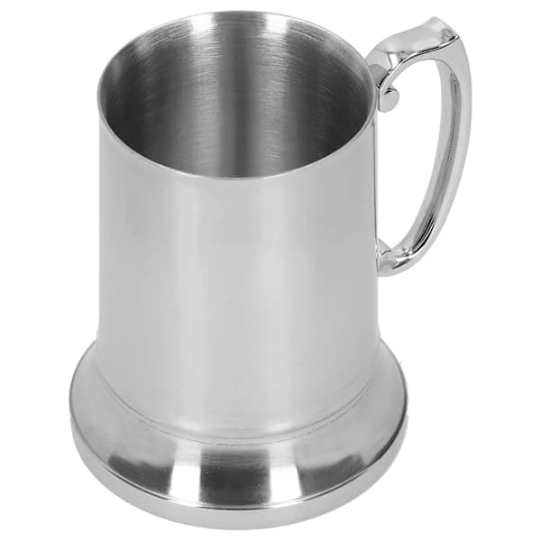 Ölmugg i rostfritt stål, dubbelväggig isolerad spegelfinish för hemmabar, restauranganvändning, silver