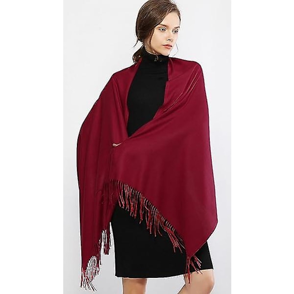 Damhalsdukar Pashminasjalar och omslag för bröllopssjalar för kvinnor Vinter(burgundy)