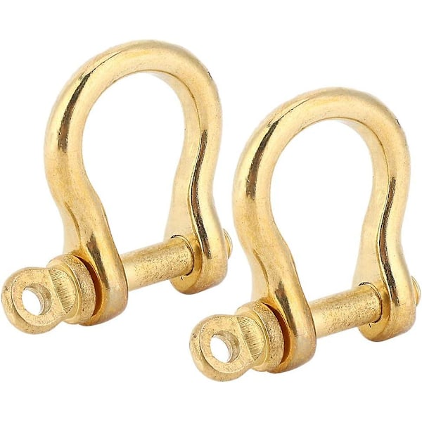 Anker-sjakkel, 2 sæt 10 mm anker-sjakkel i ren messing U-type nøglering-krog gylden forbindelsesspænde messing-sjakkel