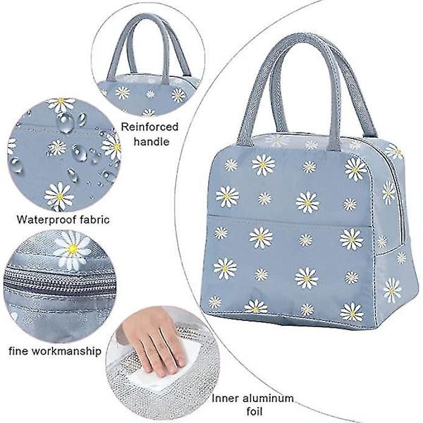 Kätevä lounaslaukku matkoille, piknikille ja kouluun (sininen Daisy)