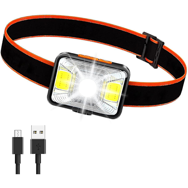 Zmd USB-uppladdningsbar pannlampa, 1000mah 1800 Lux Super Bright Head Torc