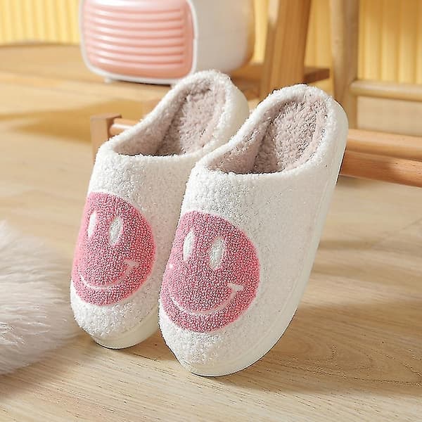 Tofflor Smiley Face Tofflor Kvinnor Smile Tofflor Rosa