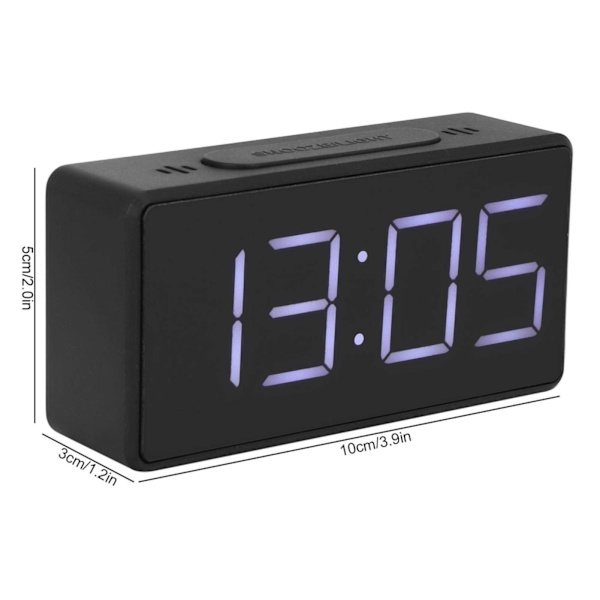（sort）Elektrisk bordur med store tal, USB-port, batteribackup-alarm, sommertid, 12/24 timer, indretning