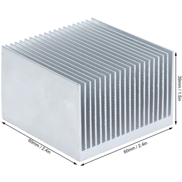 4 stk. aluminium kølefinner køleplade radiator køleplade til elektronisk CPU-modul 60x60x39mm uden klæbemiddel
