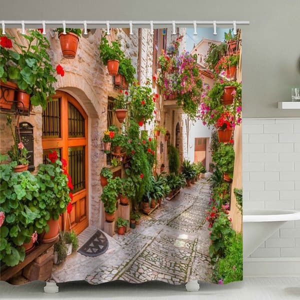 200 x 230 cm Duschdraperi Floral Street Duschdraperi Tryck