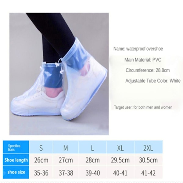Gjenbrukbart trekk Unisex sklisikre regnstøvler hvit white L(39-40)