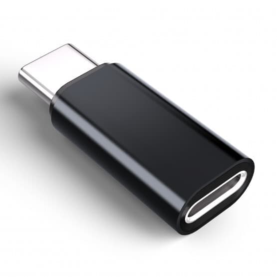 Lightning (naaras) - USB-C (uros) -sovitin, yhteensopiva iPhone 15:n kanssa, musta