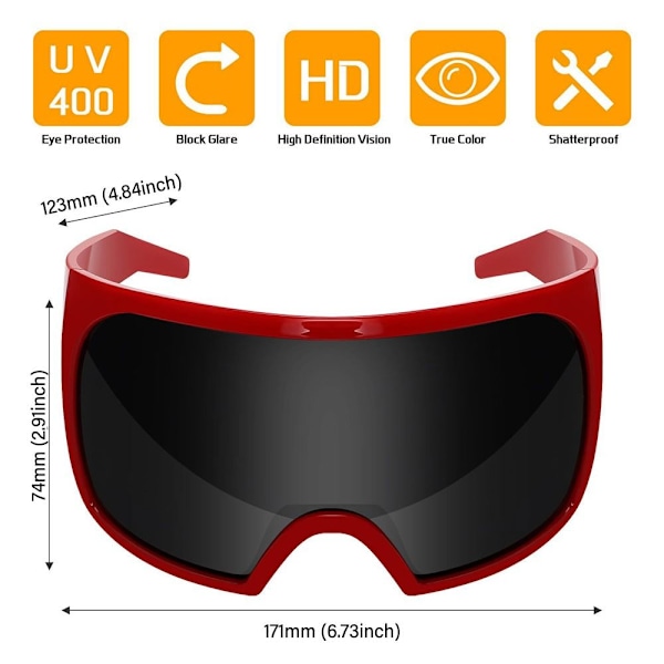 Dame Herre Oversized Punk Solbriller UV400 Beskyttelse Red