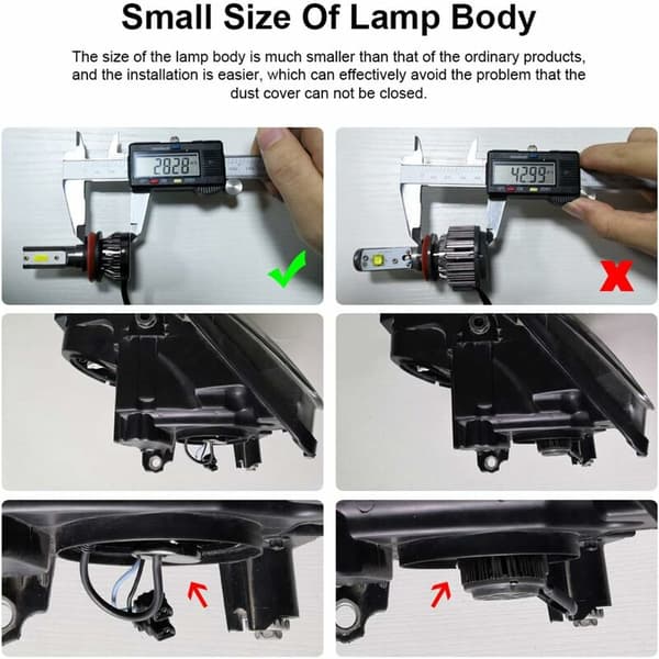 H7 Bilfrontlykt Mini LED Lampepærer Bilfrontlyktsett 6000K LED Lampe 2 stk