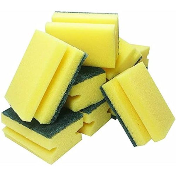 Absorberande disktrasor för kök, skum, gula och gröna, 10-pack
