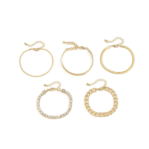 Lagdelt guldarmbåndssæt til kvinder Trendy Stacking Cuban Link Bangles Justerbare Zirconia Tennis Chain Armbånd Smykkegave