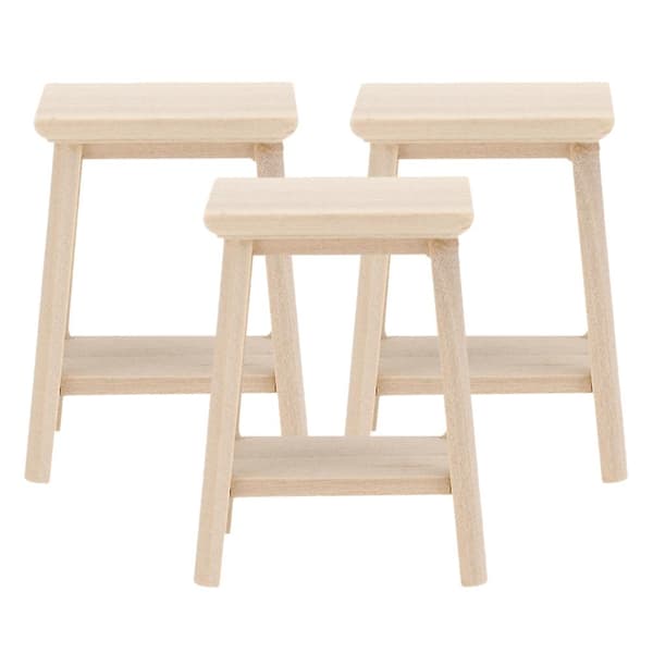3 st dockhus mini möbler liten träpall modell trädisplay mini pall dockhus tillbehör