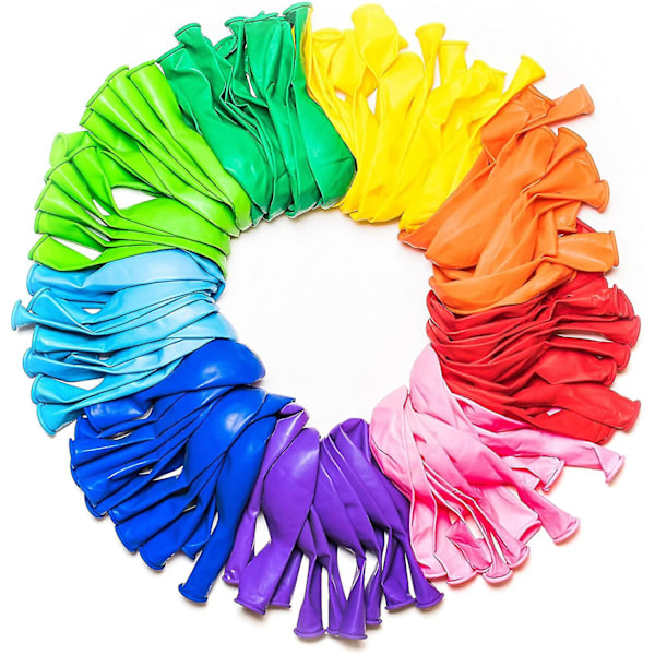 Ballonger Regnbue Sett (100 Pakke) 12 Tommer, Perfekt for Festdekorasjon