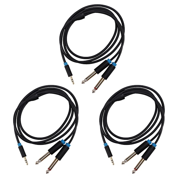 3x Jack 3,5 mm til 6,35 mm Adapter Audiokabel for Mikser Forsterker Høytaler Forkromet 6,5 mm 3,5 Jack Hann