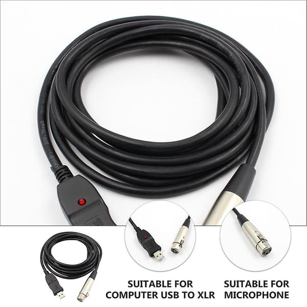 3m USB 2.0 Mikrofonkabel Audiokonverterkabel for Sanginnspilling