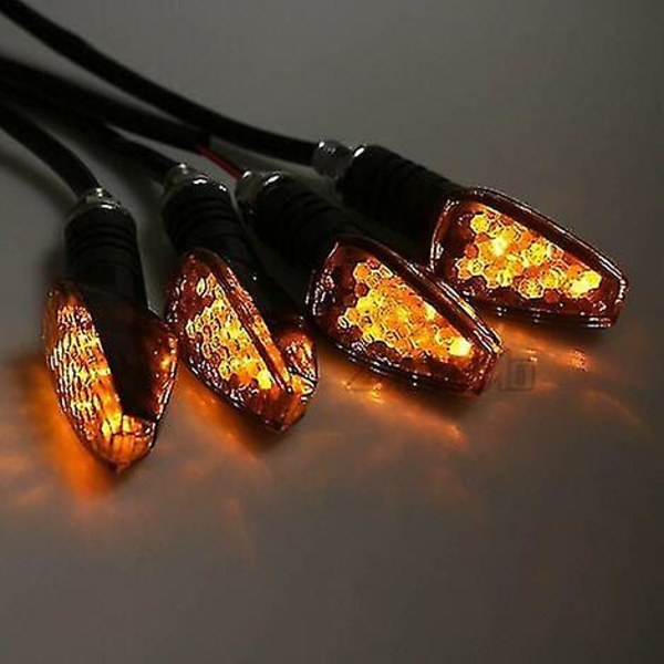 4 stk/sett Universal Motorsykkel Led Blinklys Lang Kort Signal Blinklys Gult Tilbehør