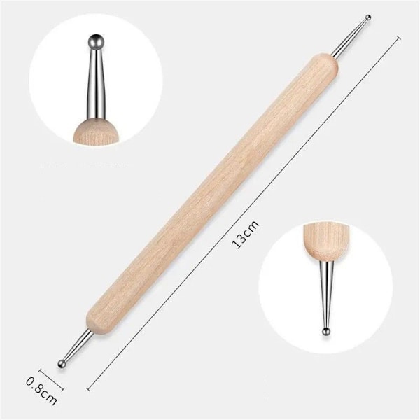 5 st Trä Nagelkonst Dotting Penna Målning Ritning Manikyrverktyg wood 13*0.8cm