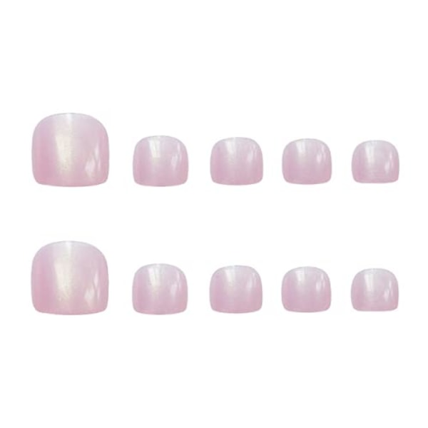 Glossy Pink Tånegle Tryk På Negle Nude Firkantet Pedicure Falske Fodnegl Glitter Pailletter Akryl Falske Tånegl Tips til Kvinder og Piger
