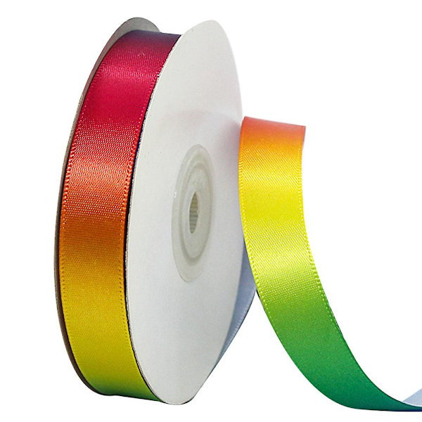 1 rulle regnbågsband Hög densitet Gradient Polyesterband Färgglad presentförpackningsremsa DIY Bakningsförpackningsband för hemmet Butik (22M Lång 2CM Bredd