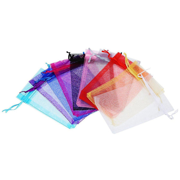 150 stk. 4 x 6 tommer organza gaveposer med snørelukning til smykker, bryllupsfest, gaveposer (multi
