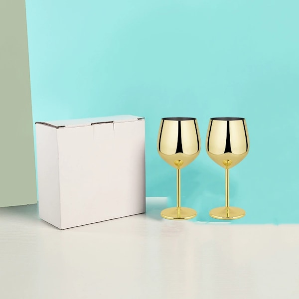 Vinglas i guld, 2 cocktailglas i rostfritt stål