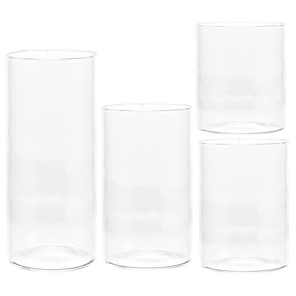 4pcs Glass Candle Cover Glass Candleholder Cup Shade Windproof Glass Candle Cylinder