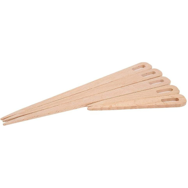 Stora ögon stickningsnålar, 5 st trä vävning virknål handvävstol stick trä gaffel