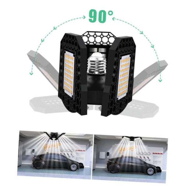 Garagebelysning LED Garagebelysning 1-pack 60w LED-strålkastare Deformerbar LED Garagebelysning Svart Lagerbelysning Arbetslampa LED