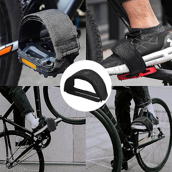 1 par cykelpedalremmar i nylon, pedalremmar, tåklämmor, pedal för cykling, fixie (svart)