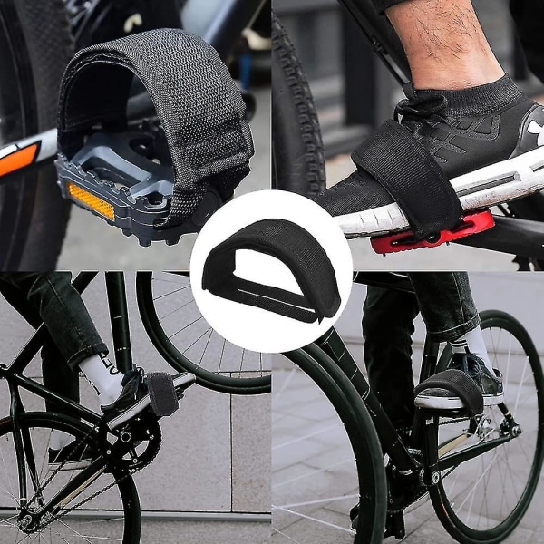 1 par cykelpedalstropper Nylon pedalstropper stropper tåclips pedal til cykling fast gear cykel (sort)