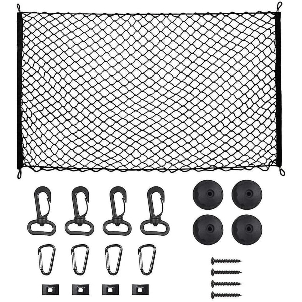 Car Trunk Storage Net - Elastic Flexible Nylon Fixed Luggage Net - Fits Most