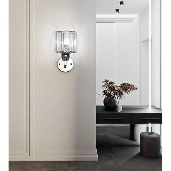 Silver Kristall Vägglampa E27, Lämplig för Sovrum, Matsalsbelysning (Silver, Rund)