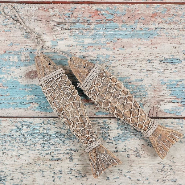 Håndskåret fiskeornament Hna-tema træskåret fisk vægdekoration