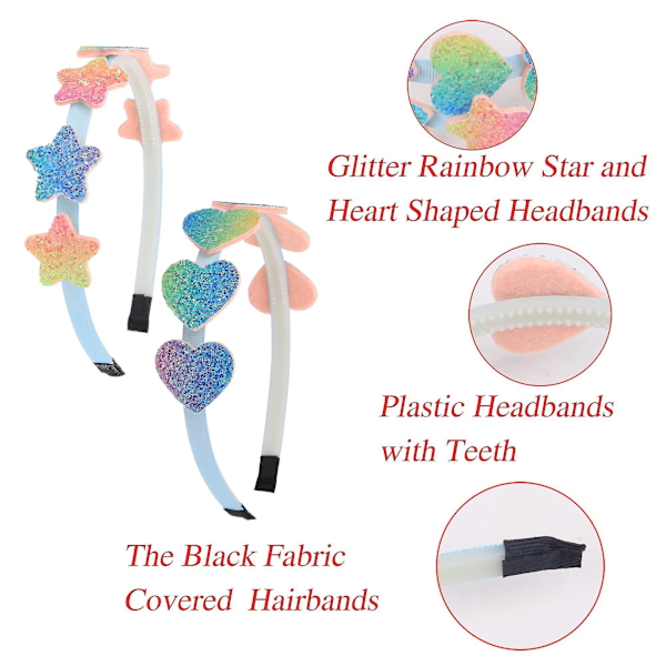 Glitter Hjärta Flickor Hårband Regnbåge Stjärna Hariband För Barn Flickor Hårtillbehör Pack Om 8 -aya