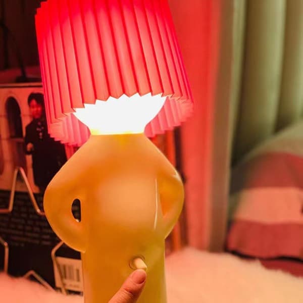 Creative Lamp Naughty Boy Shy Man Small Night Light - Home Decor - EU Plug - Red