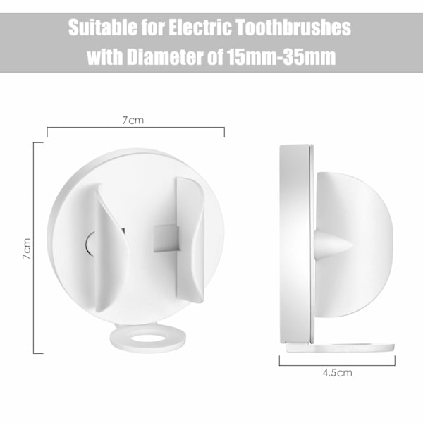 Elektrisk tandborsthållare för vägg, 2-pack tandborsthållare, väggmonterad tandborsthållare, vit tandborsthållare