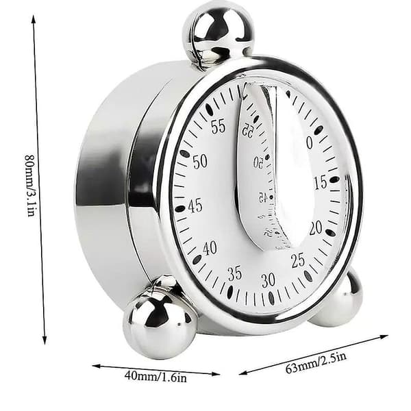 60 minuters kökstimer, mekanisk timer för barn, manuell timer för matlagning, inlärning (silver) (hy)