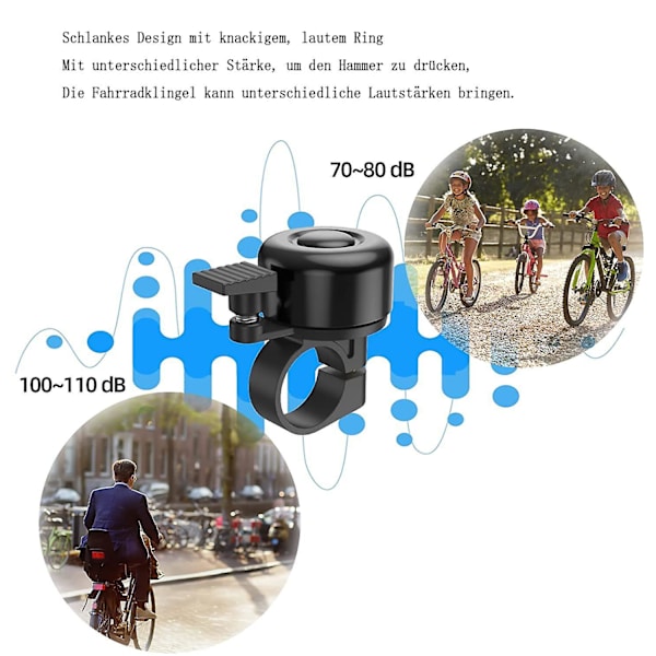 Cykelklocka 2-delad cykelklocka, Hög 120db cykelklocka, Barn och vuxna, Cykelklocka, Montera