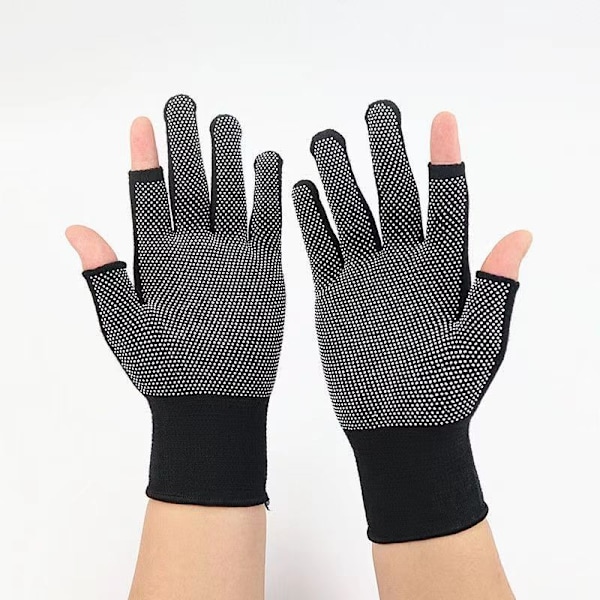 Mænd og kvinder Halvfinger Slip Åndbar Fingerless Arbejdshandsker til Konstruktion Nylon Fitness Cykling Motorcykel Handsker（12stk）