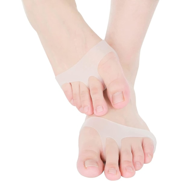 Fodpuder Puder Elastisk Silikone Gel Bund Hæl Fødder Beskytter Indlæg Callus Metatarsal Smertelindring Bunion Forfod Pude(4 par, Hvid -t