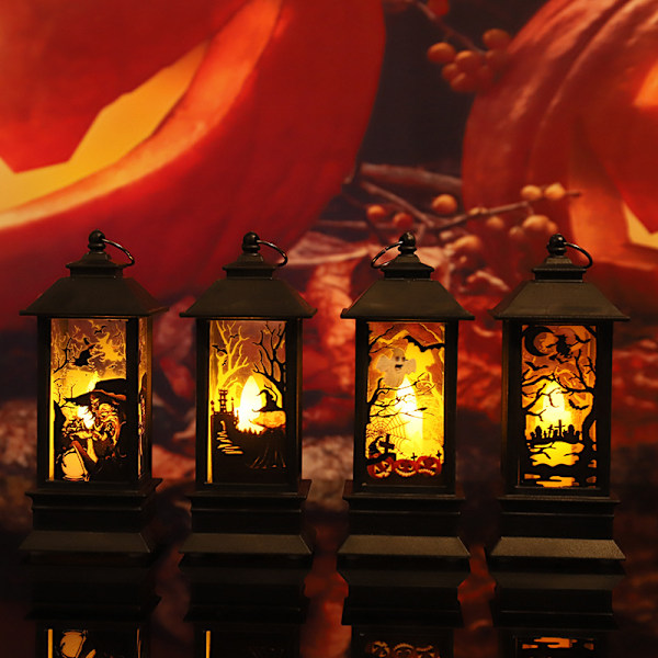4 kpl Valoisaa Riippuvaa Halloweenia, Ulkokoristeet Kurpitsalyhtyvalot, Halloween-Lyhty Ulkokäyttöön Verannalle Puulle Juhlan Koristeluun